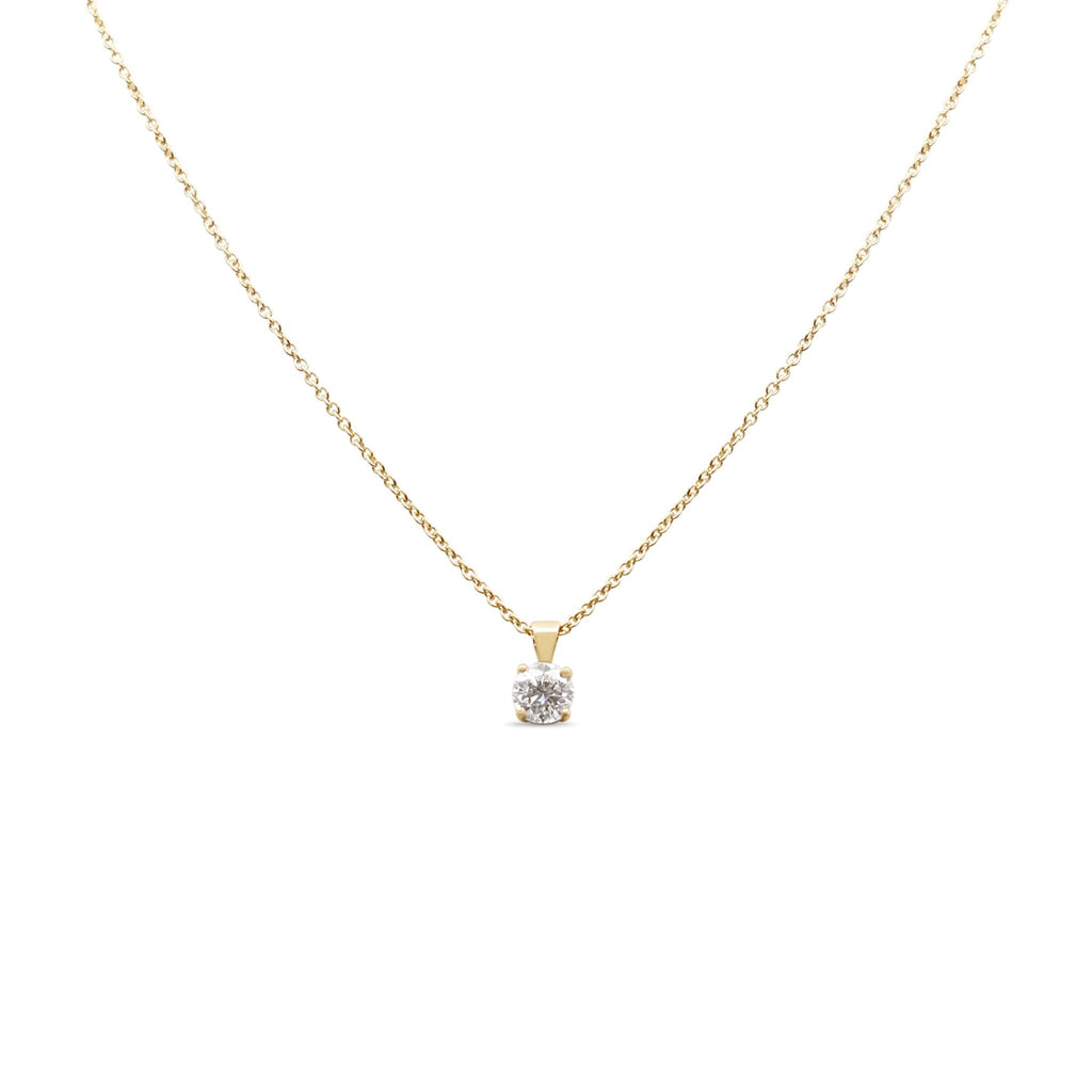 used Brilliant Cut Diamond Pendant On Necklace 1.01ct - 18ct Yellow Gold
