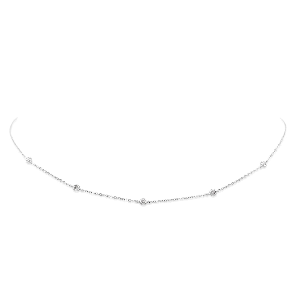 used Brilliant Cut Diamond Trace Link Necklace - 18ct White Gold