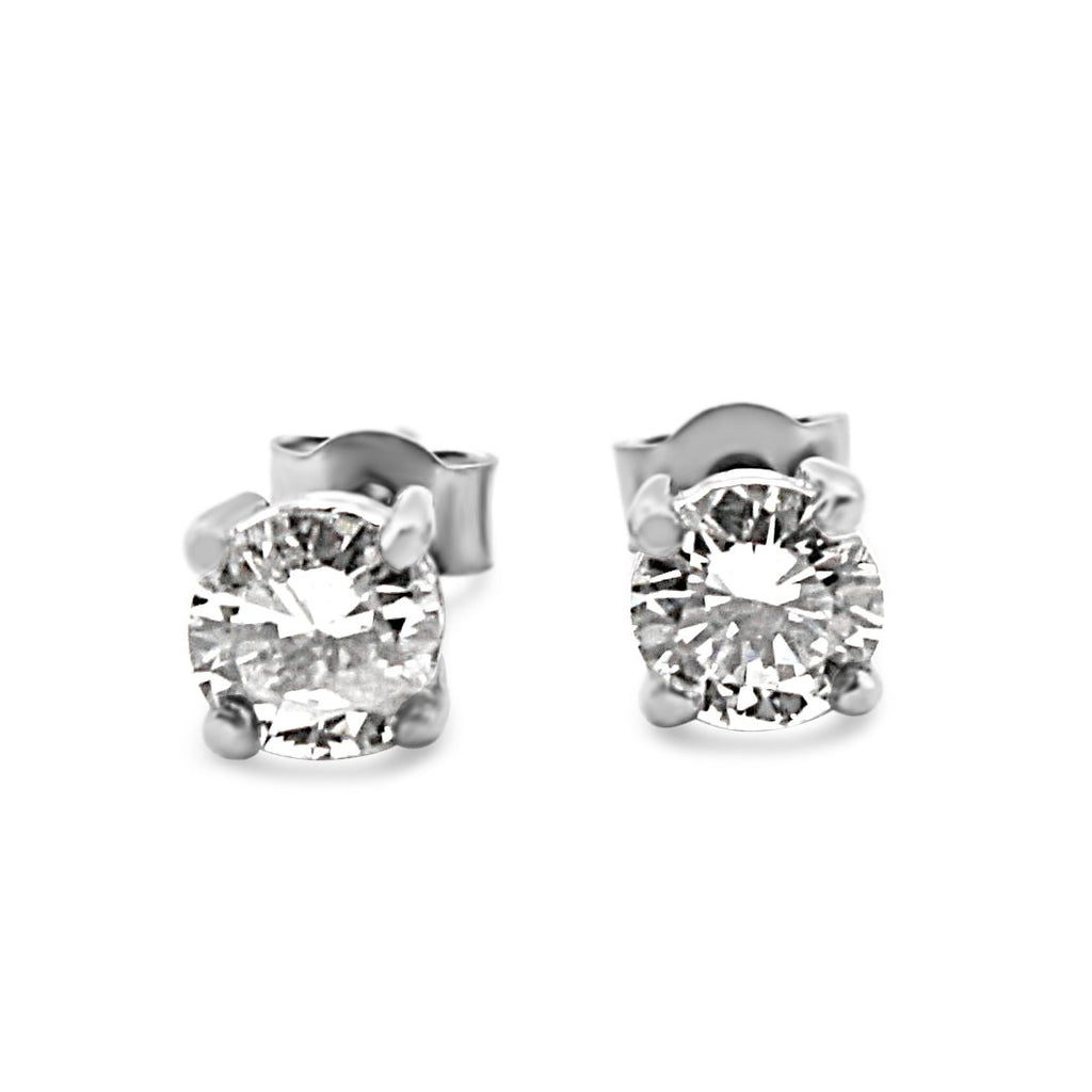 used Brilliant Cut Solitaire Diamond Stud Earrings 1.19cts - Platinum