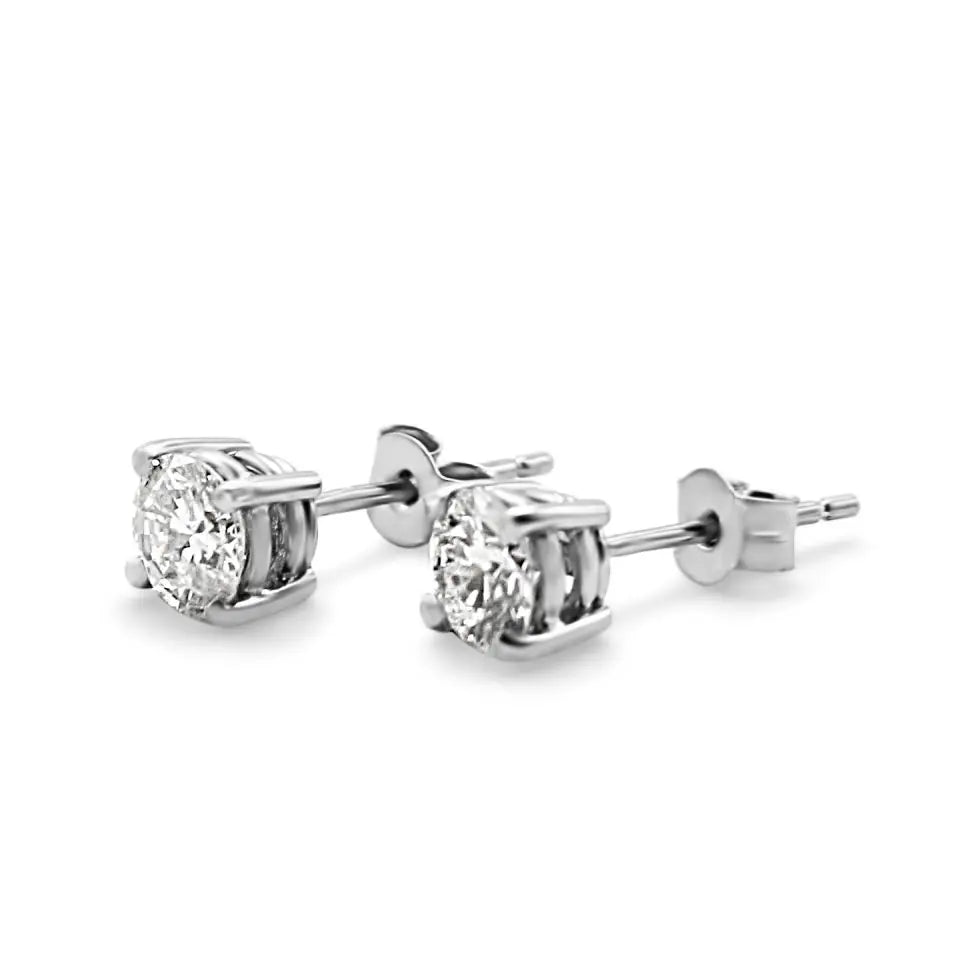 used Brilliant Cut Solitaire Diamond Stud Earrings 1.19cts - Platinum