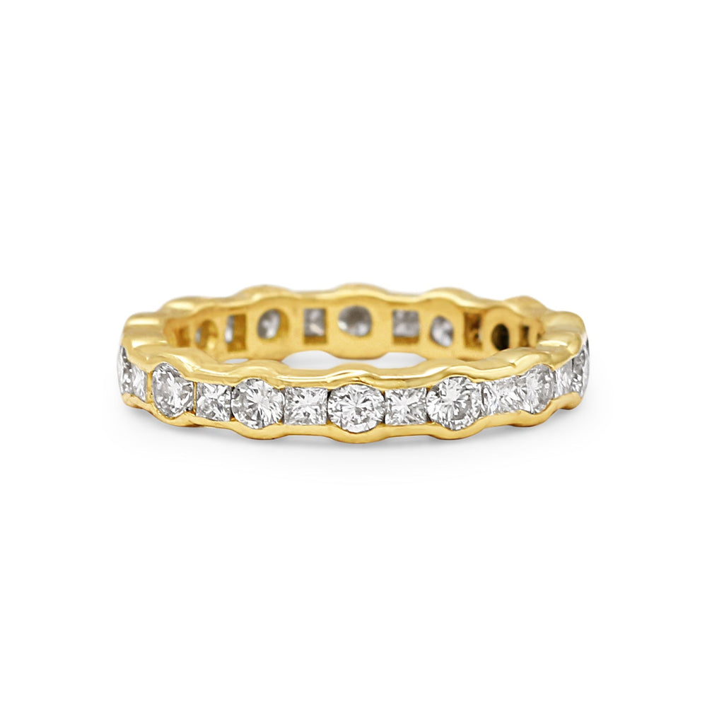 used Brilliant & Princess Cut Diamond Full Eternity Ring - 18ct Yellow Gold