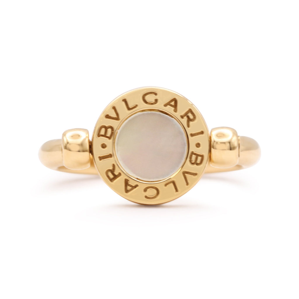 used BVLGARI BVLGARI Yellow Flip Ring Set With Onyx & Mother-Of-Pearl