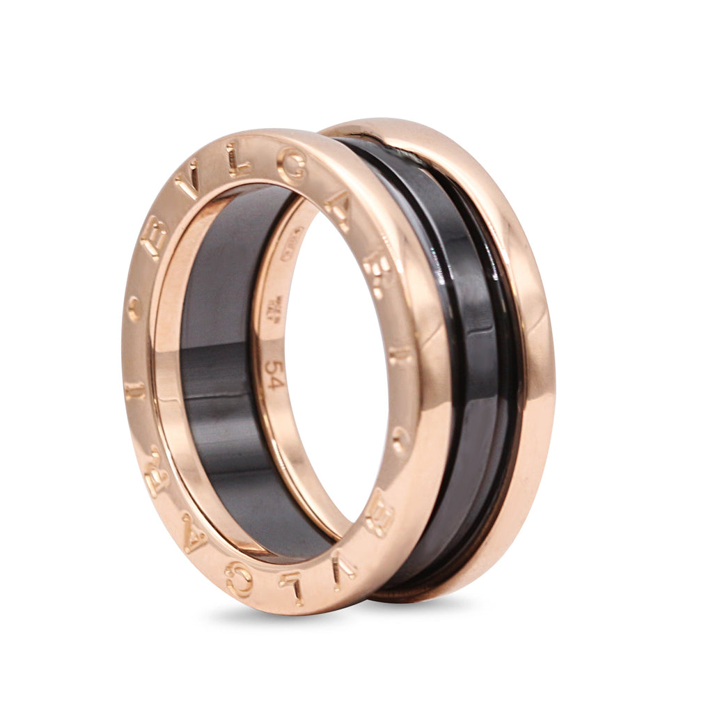 used B.zero1 Two-Band - 18ct Rose Gold & Black Ceramic Size 54