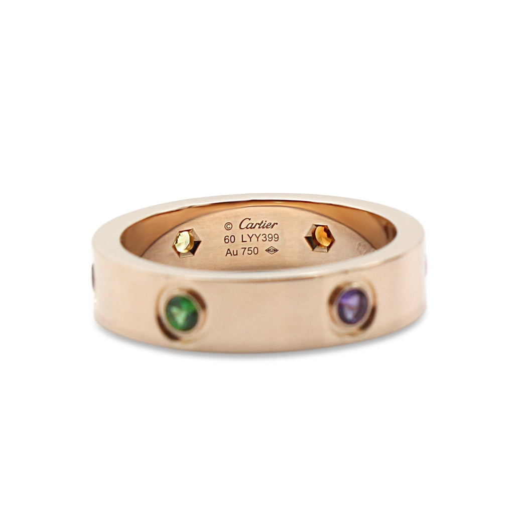 used Cartier 18ct Rose Gold Multi Gem Love Ring - Size 60
