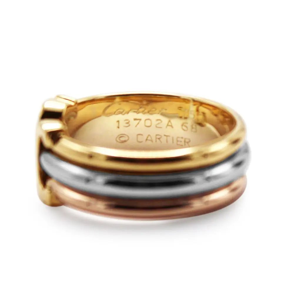 used Cartier 18ct Three Colour Gold Double C Decor Ring