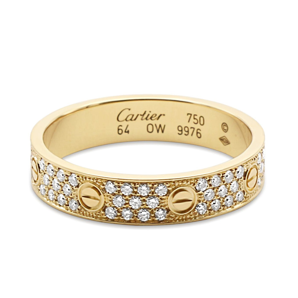 used Cartier 18ct Yellow Gold Pave Diamond Love Ring