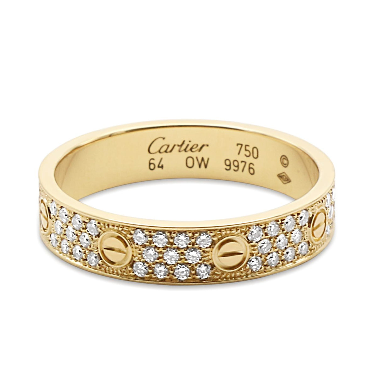 Pre-owned Cartier 18ct Yellow Gold Pave Diamond Wedding Love Ring