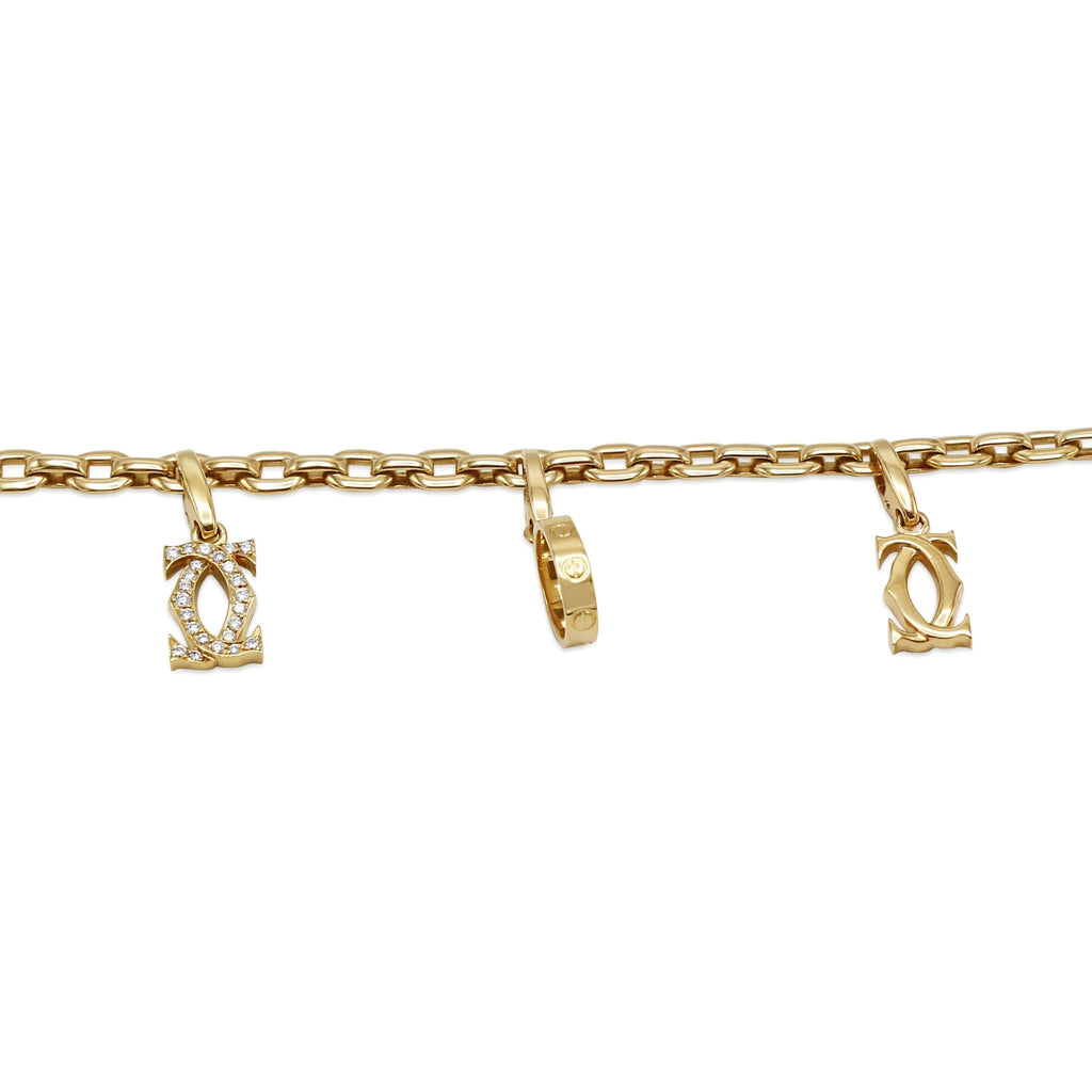 used Cartier 3 Assorted Double C Link Bracelet - 18ct Yellow Gold