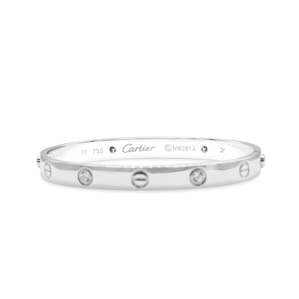 used Cartier Diamond Set Love Bangle Size 17 - 18ct White Gold