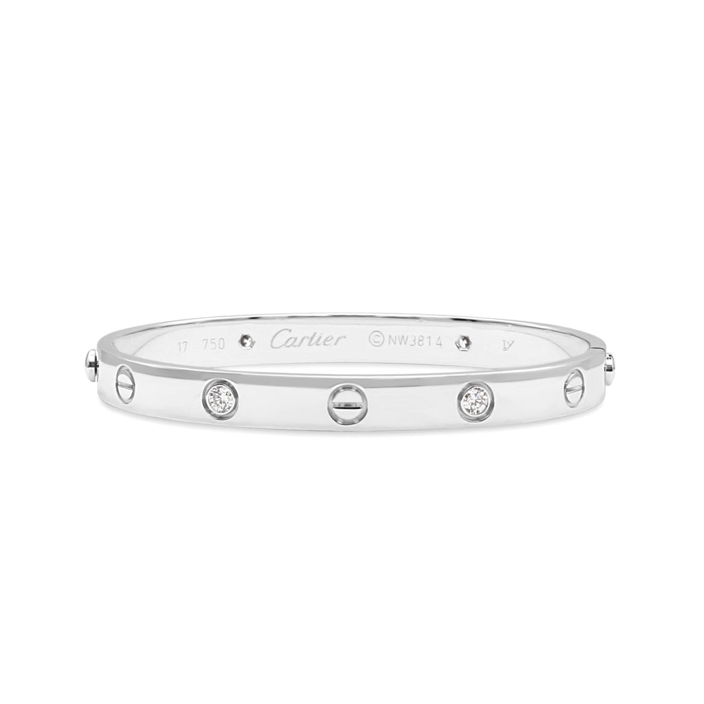 used Cartier Diamond Set Love Bangle Size 17 - 18ct White Gold