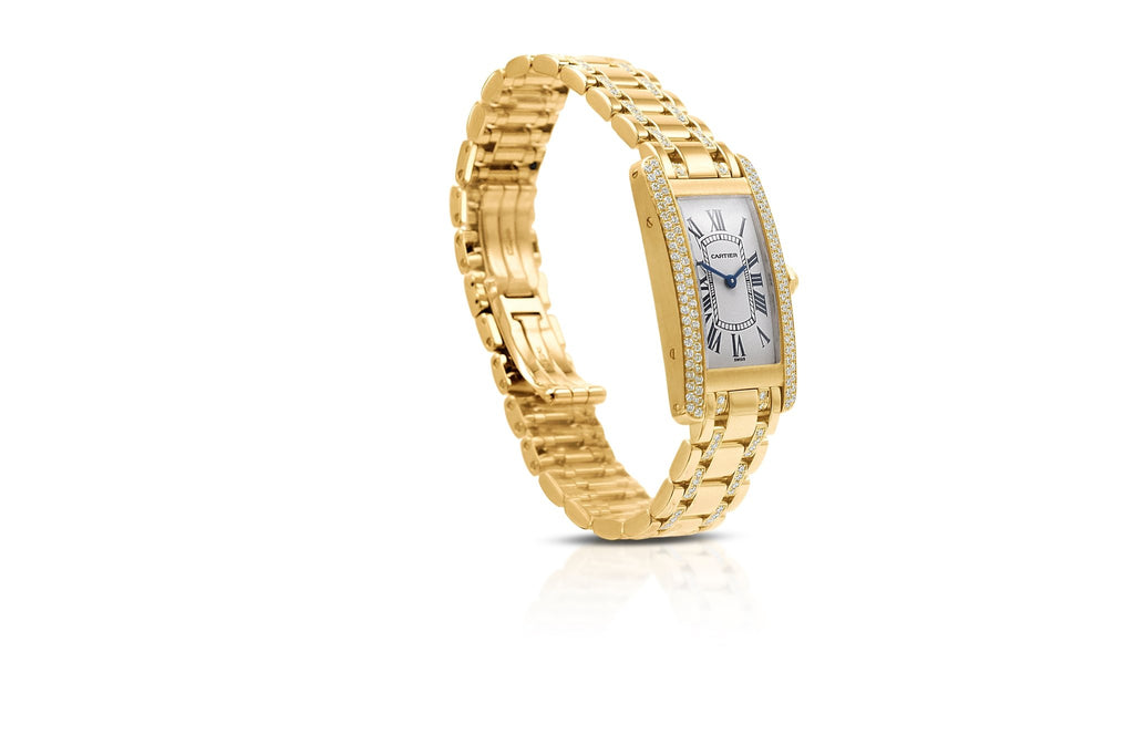 used Cartier Factory Diamond Set Tank Americaine Bracelet Watch - 18ct Yellow Gold
