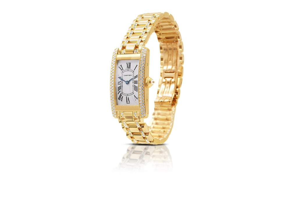 used Cartier Factory Diamond Set Tank Americaine Bracelet Watch - 18ct Yellow Gold