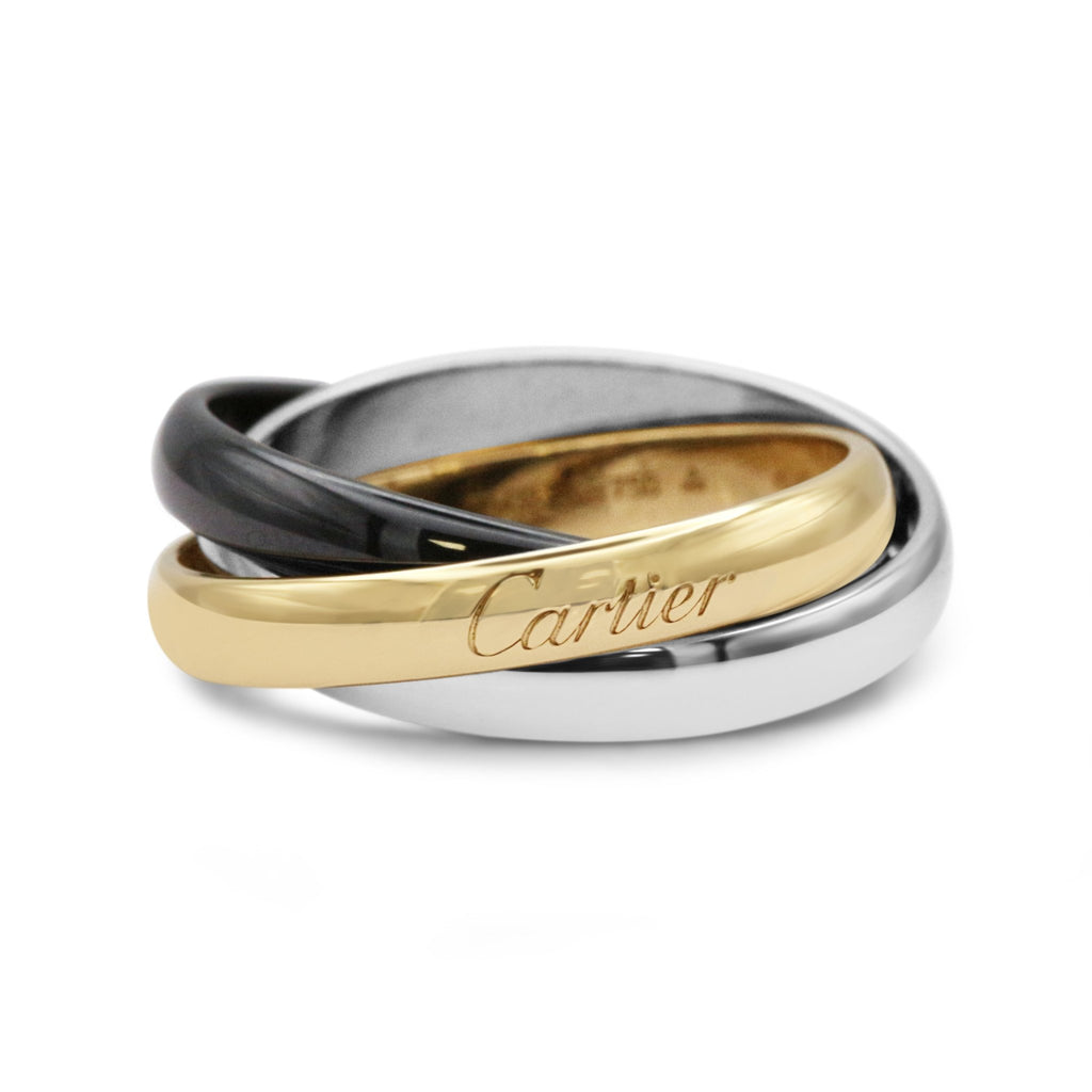used Cartier Limited Edition Trinity ring - 18ct Yellow, 18ct White Gold & Ceramic