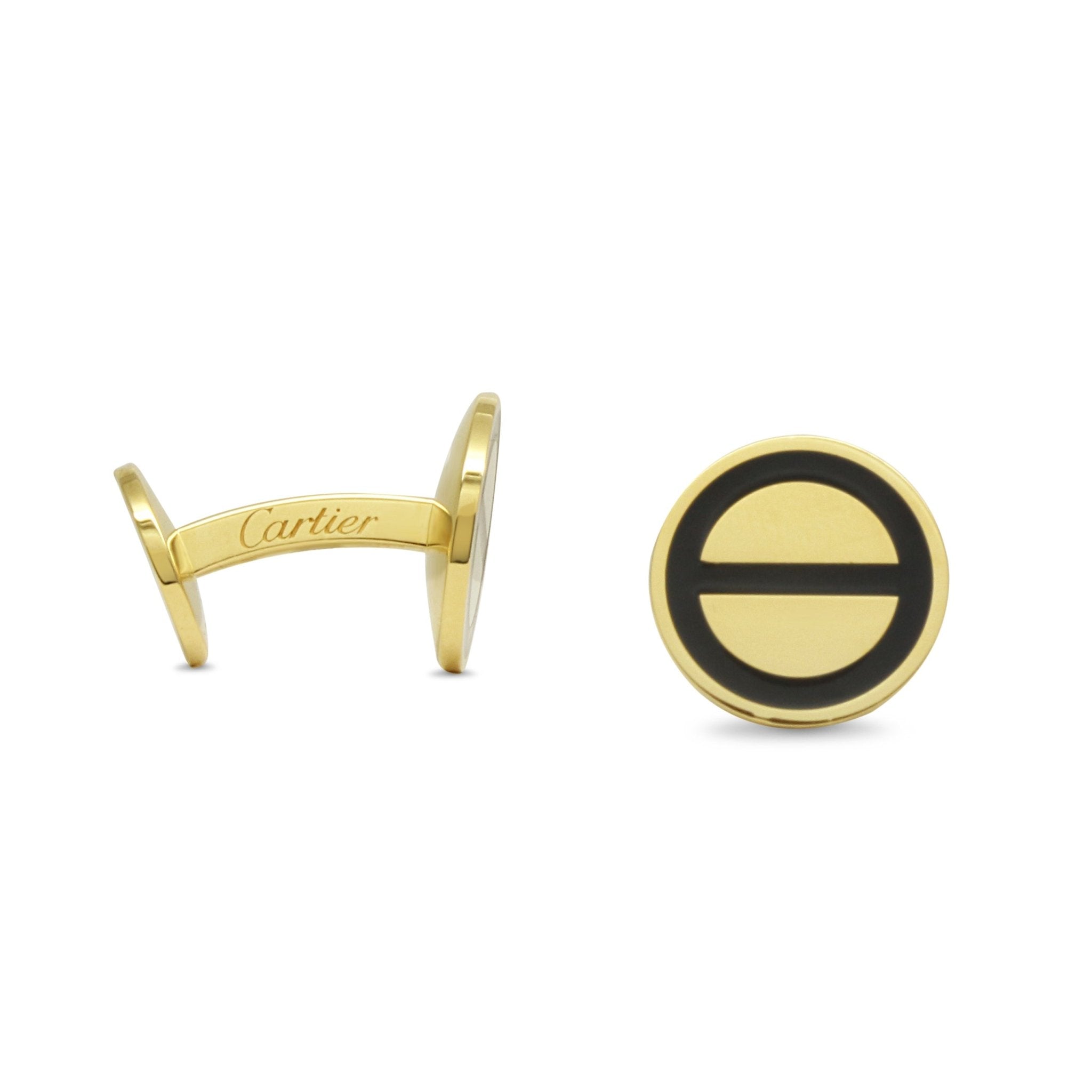 Used Cartier Love Cufflinks 18ct Gold Black Enamel S&R