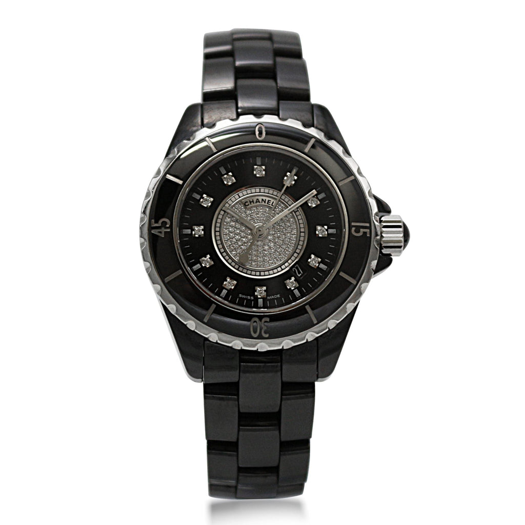 used Chanel J1233 mm Black Ceramic Diamond Set Watch - Model H2122