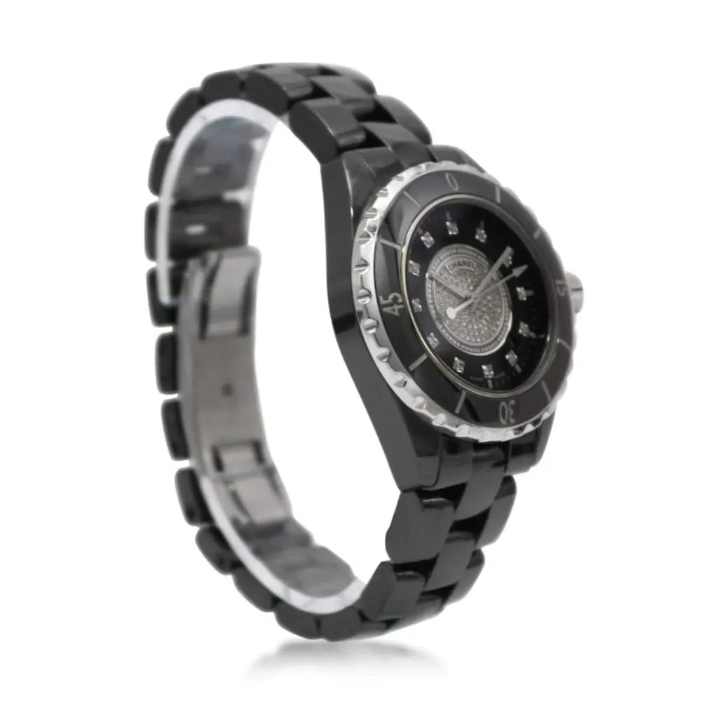 used Chanel J1233 mm Black Ceramic Diamond Set Watch - Model H2122