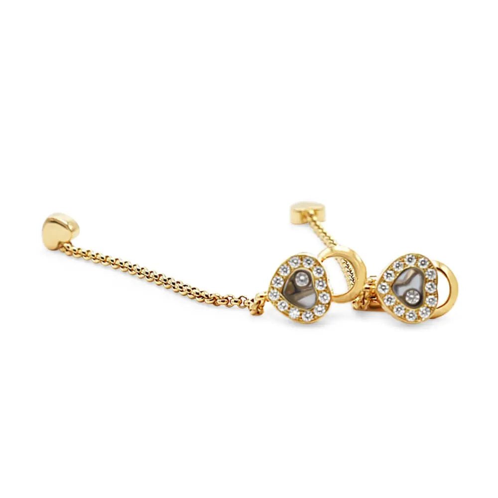 used Chopard Happy Diamonds Hearts Gold Long Clip-On Earrings