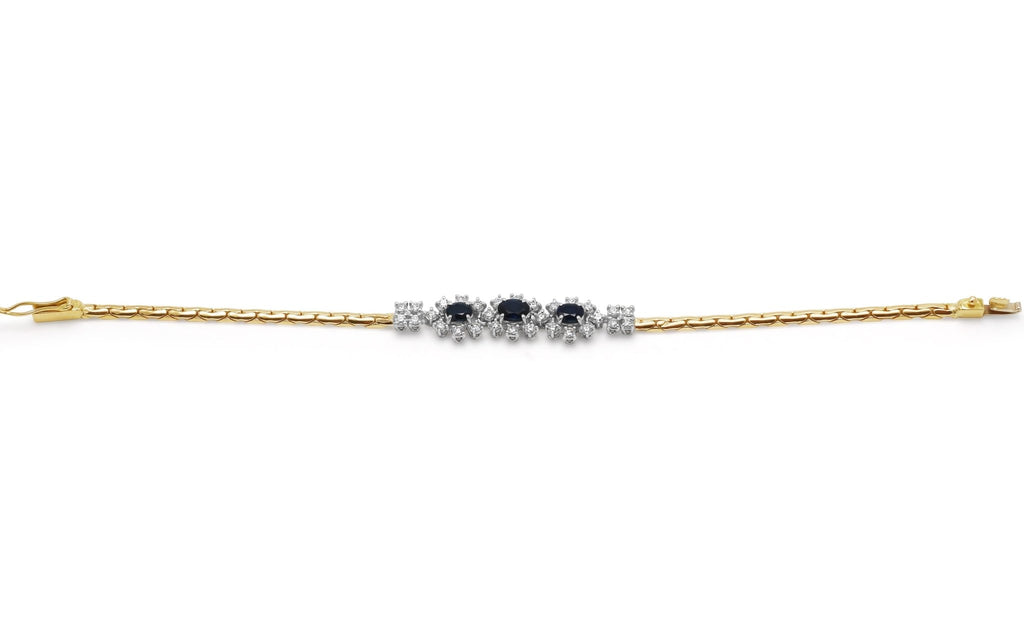 used Diamond And Sapphire Cluster Bracelet - 18ct Gold