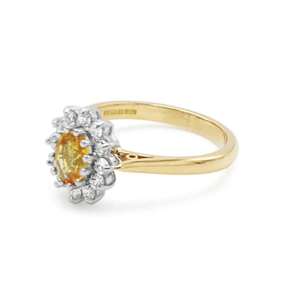 used Diamond and Yellow Sapphire Cluster Ring