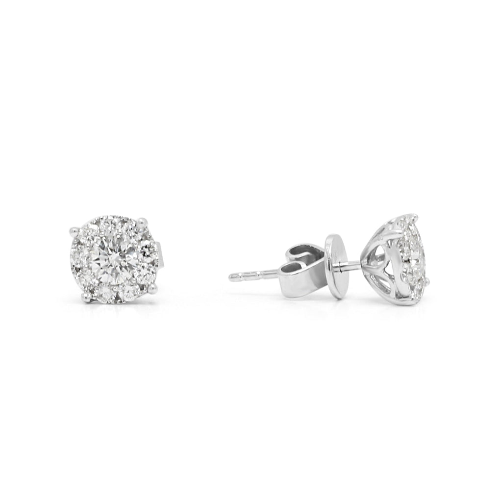 used Diamond Cluster Stud Earrings - 18ct White Gold