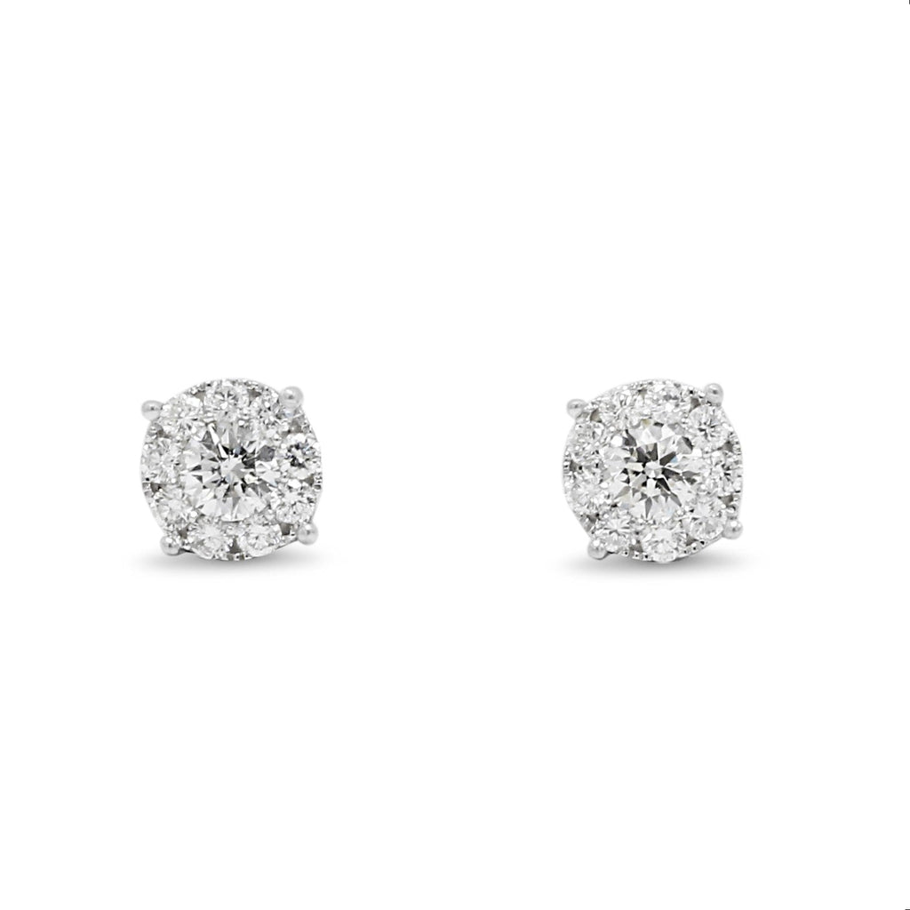 used Diamond Cluster Stud Earrings - 18ct White Gold