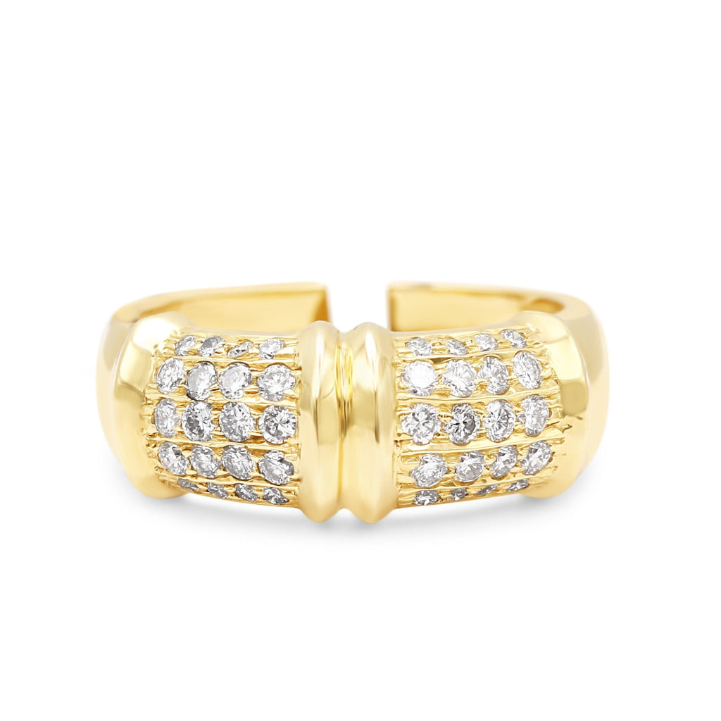 used Diamond Set Bamboo Design Gold Ring - 14ct Yellow Gold