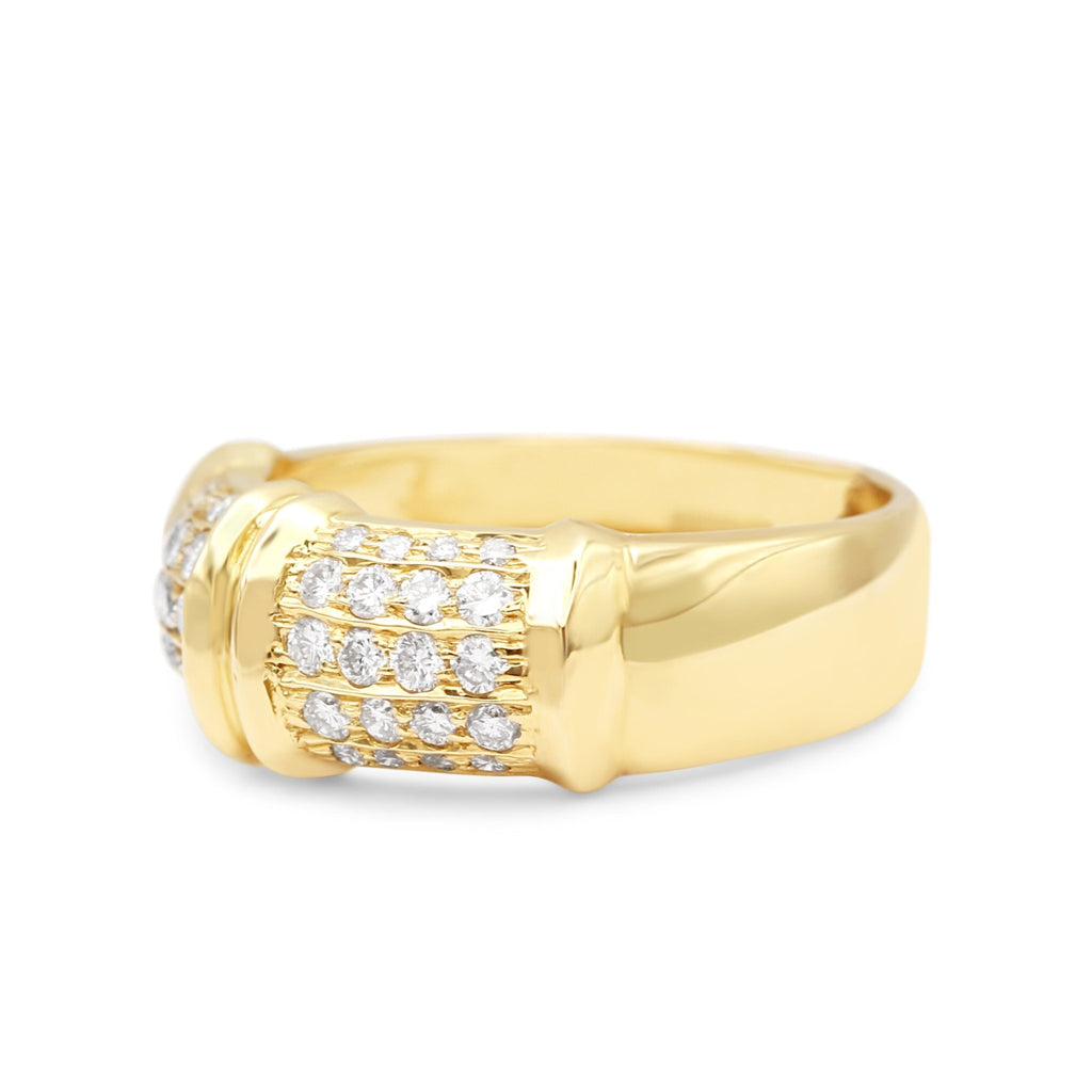 used Diamond Set Bamboo Design Gold Ring - 14ct Yellow Gold