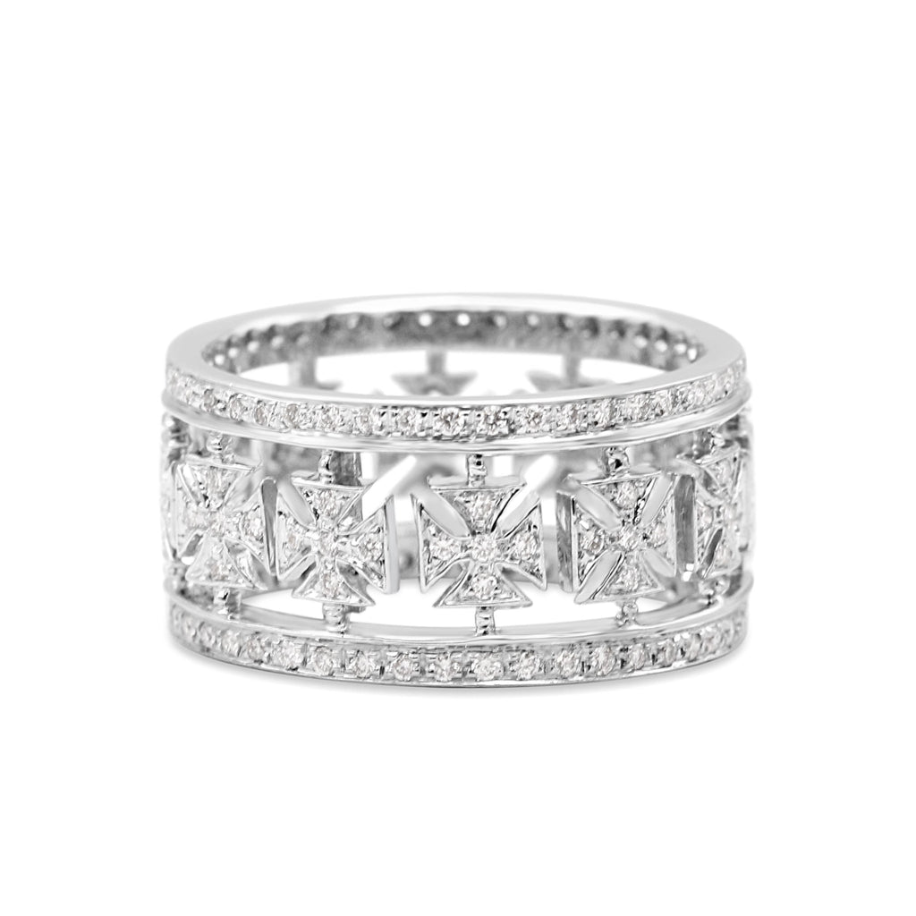 used Diamond Set Band Ring By Garrard, Maltese Cross Design