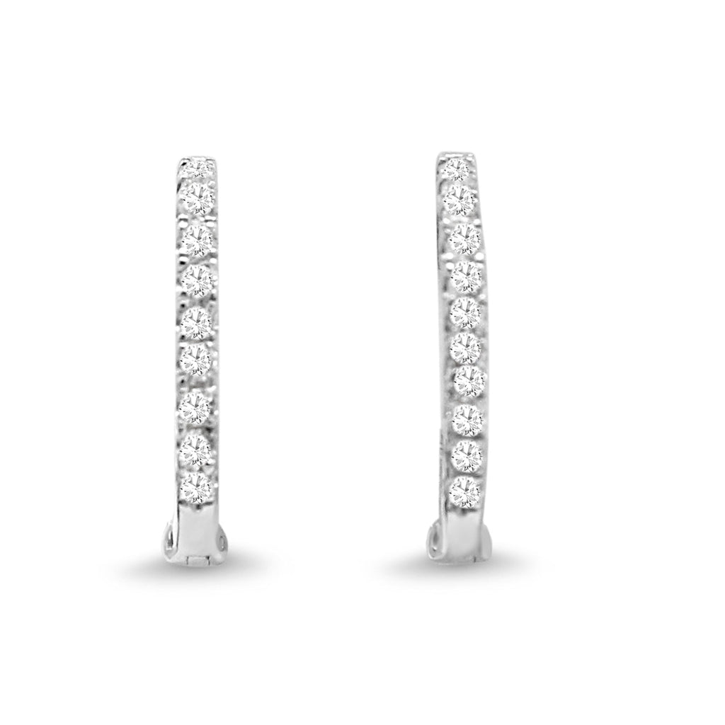 used Diamond Set Hoop Earrings - 18ct White Gold