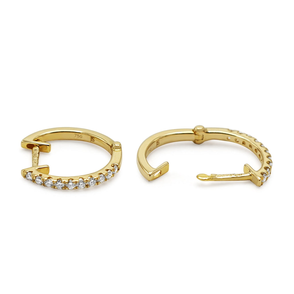 used Diamond Set Hoop Earrings - 18ct Yellow Gold