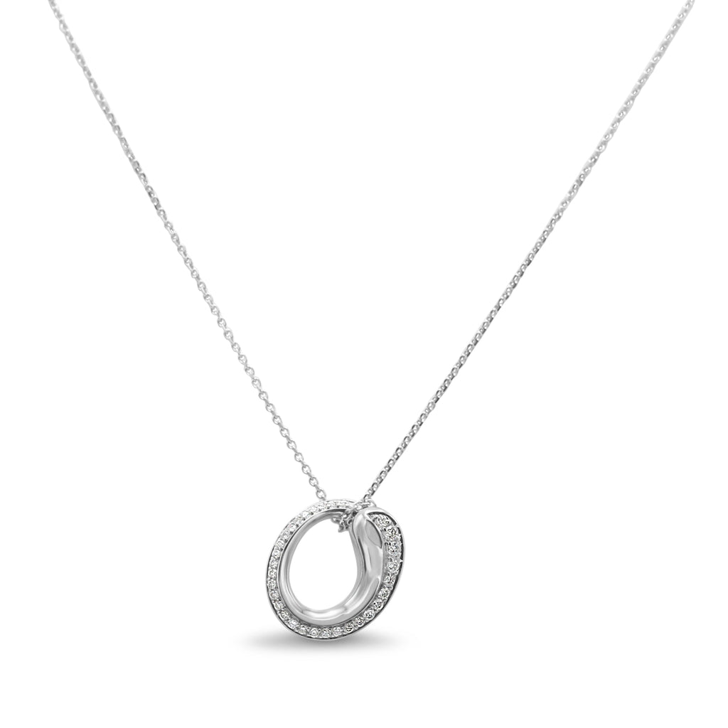 used Diamond Twisted Loop Pendant On 18ct White Gold Necklace 18"
