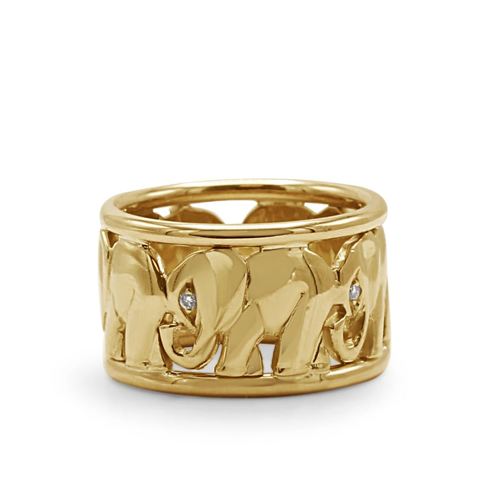 used Elephant Design Diamond Set Band Ring