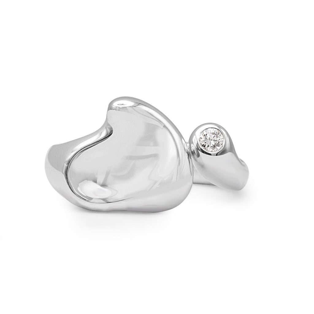 used Elsa Peretti For Tiffany Diamond Heart Ring - Sterling Silver