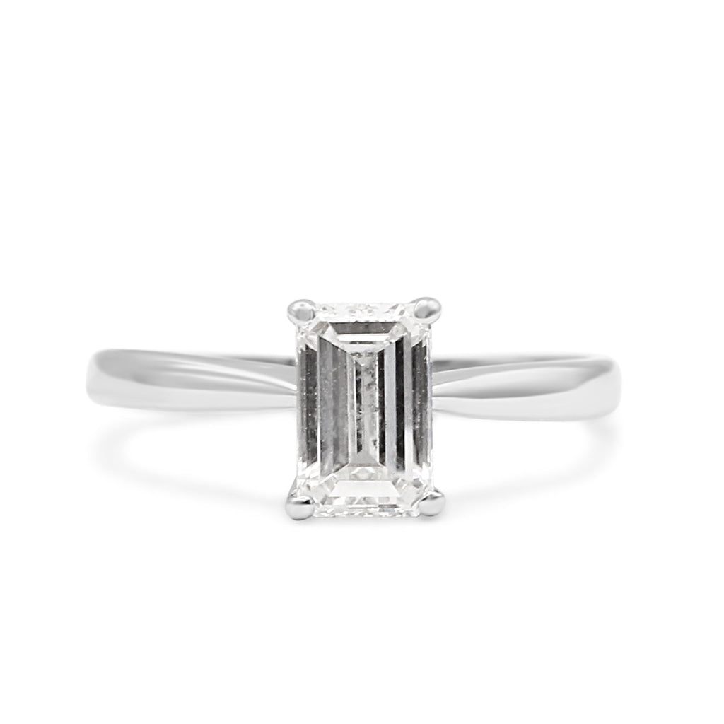 used Emerald Cut Solitaire Diamond Ring 1.02cts - Platinum
