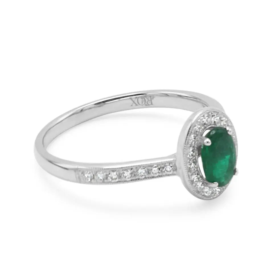 used Emerald & Diamond Cluster Ring