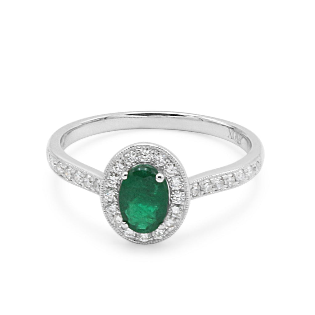 used Emerald & Diamond Cluster Ring