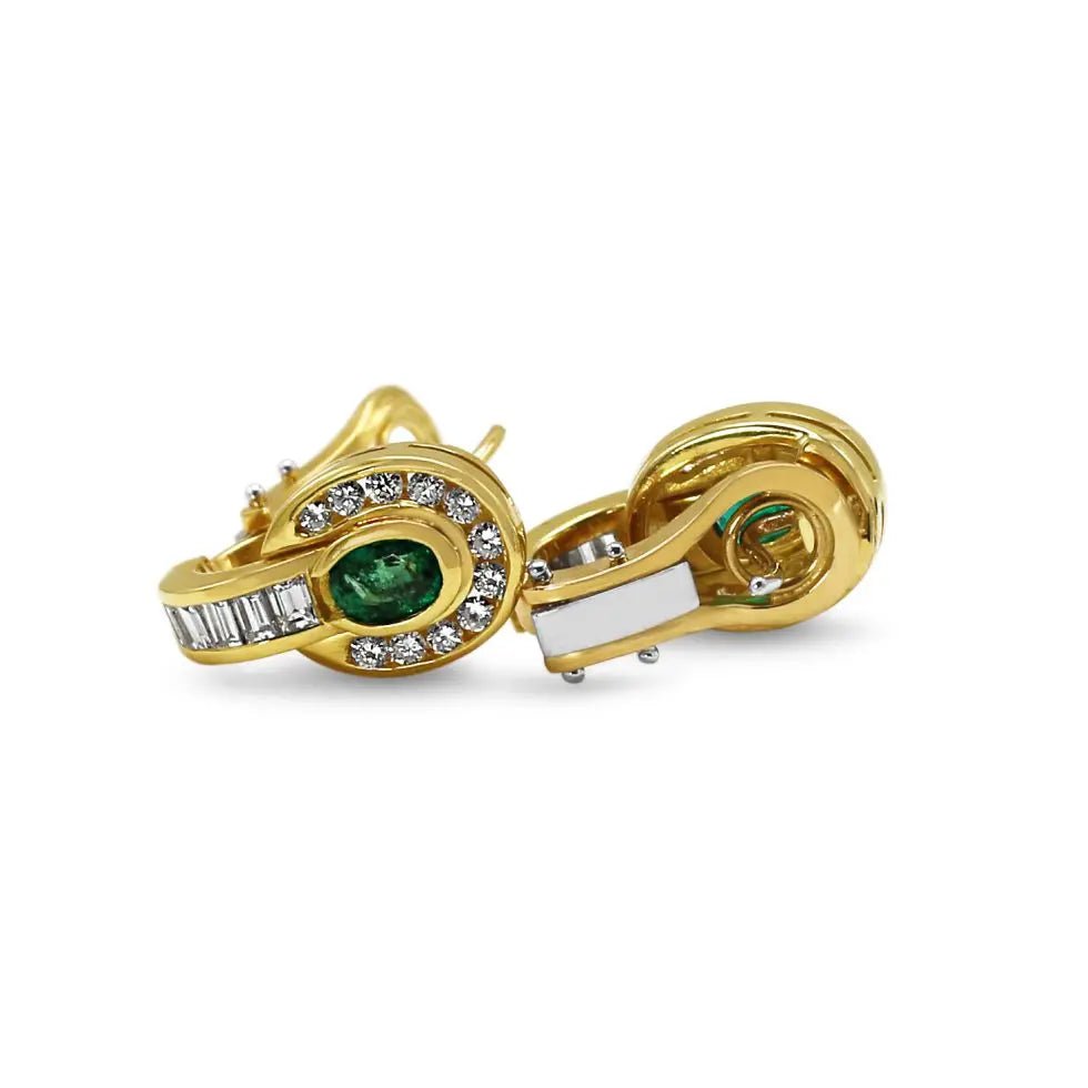 used Emerald & Diamond Set Earrings By Heinrich