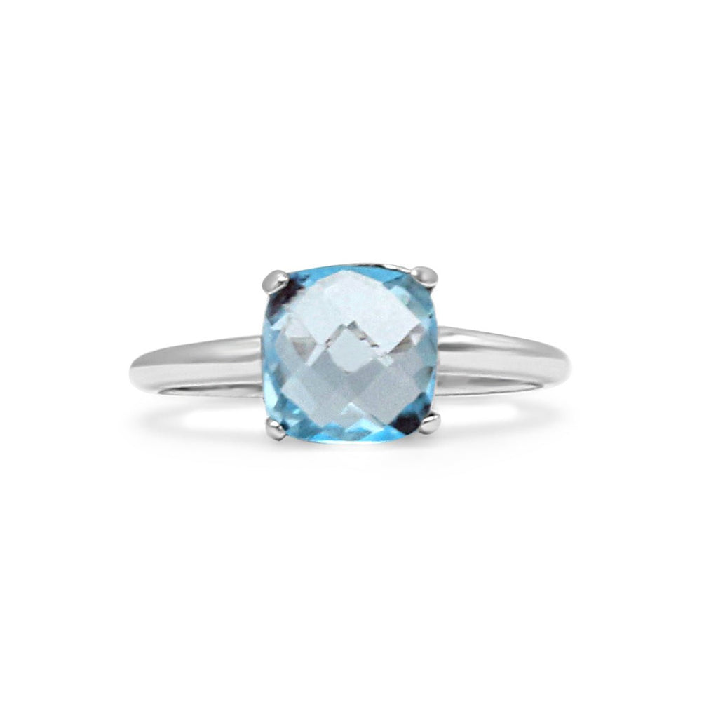 used Faceted Blue Topaz Ring - 18ct White Gold