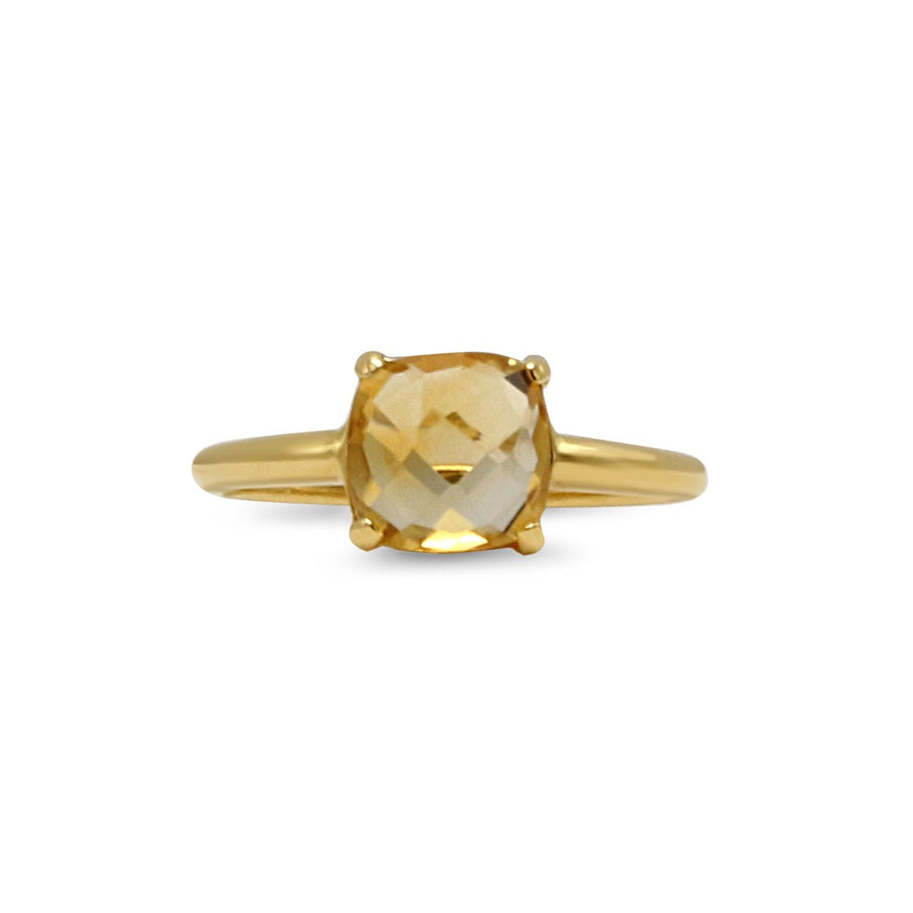 used Faceted Citrine Set Ring - 18ct Yellow Gold