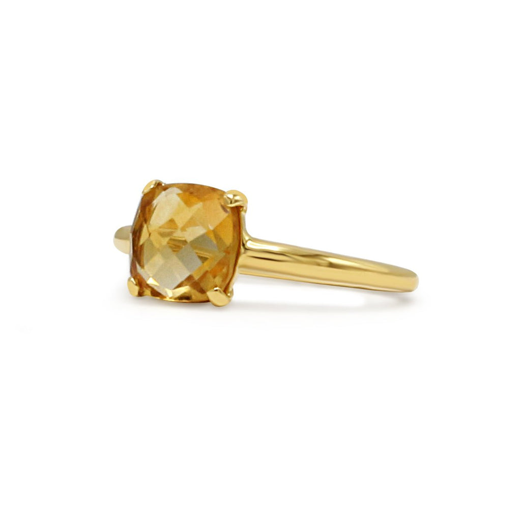 used Faceted Citrine Set Ring - 18ct Yellow Gold