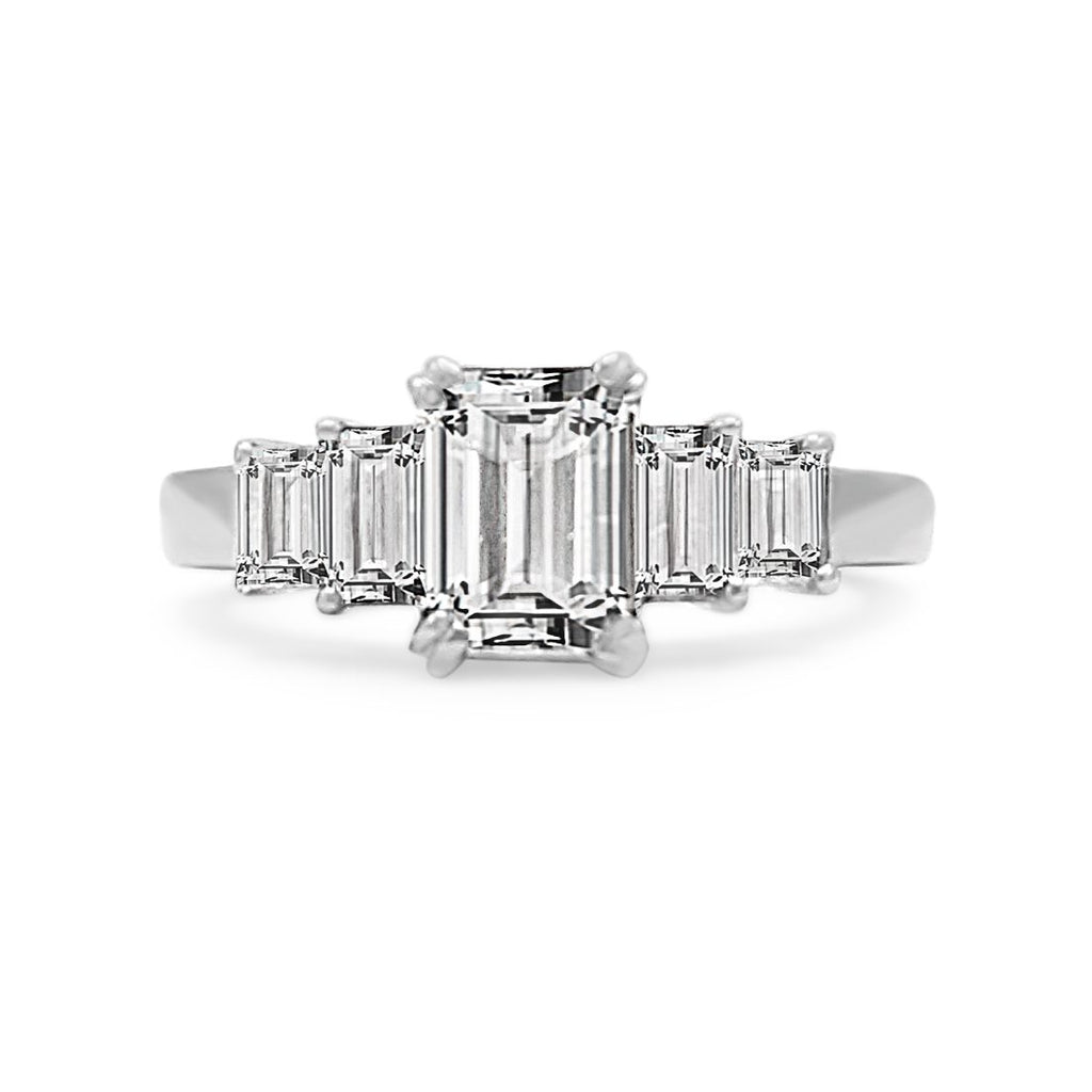 used Five Stone Emerald Cut Diamond Ring Total Approx 2.00cts