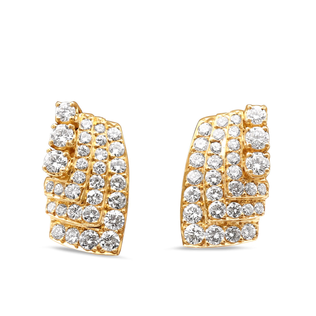 used Four Row Brilliant Cut Diamond Fancy Earrings