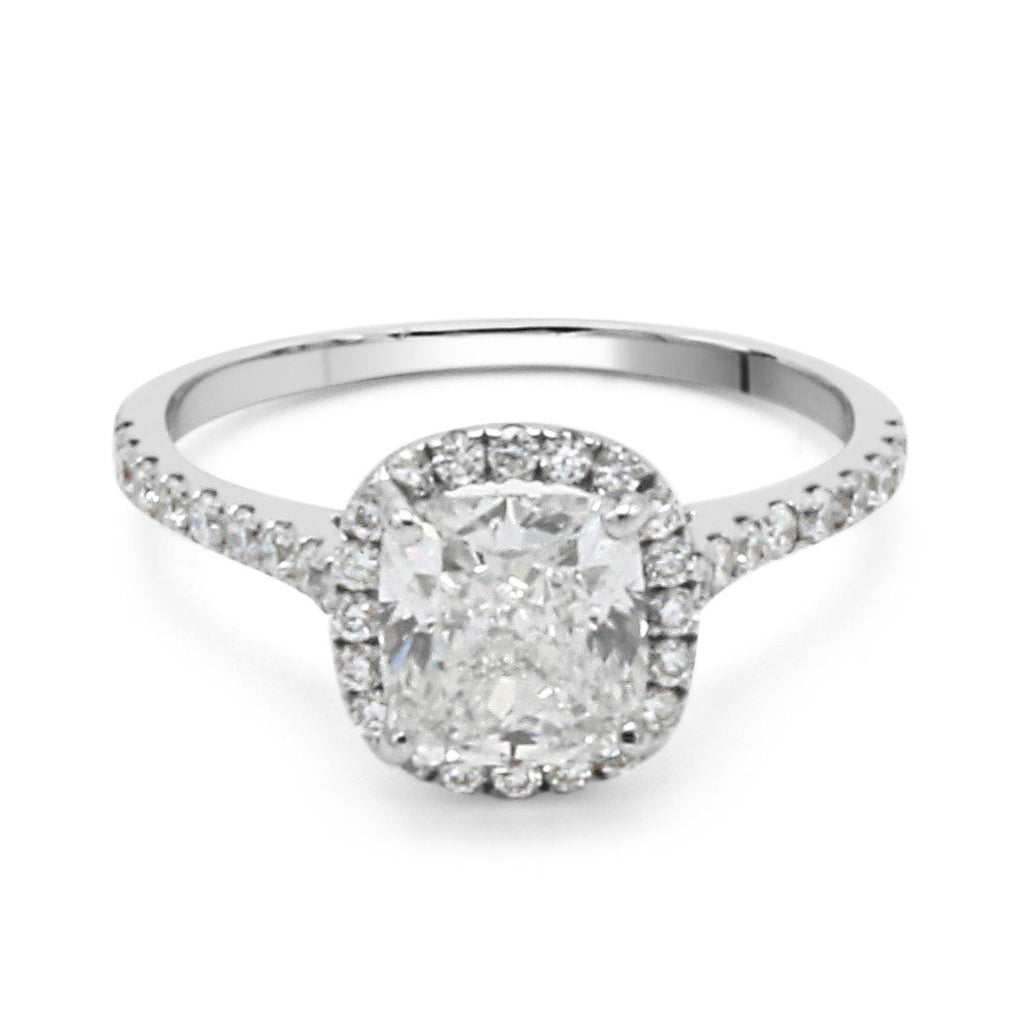 used GCS Certified 1.51ct Cushion Cut Diamond Ring