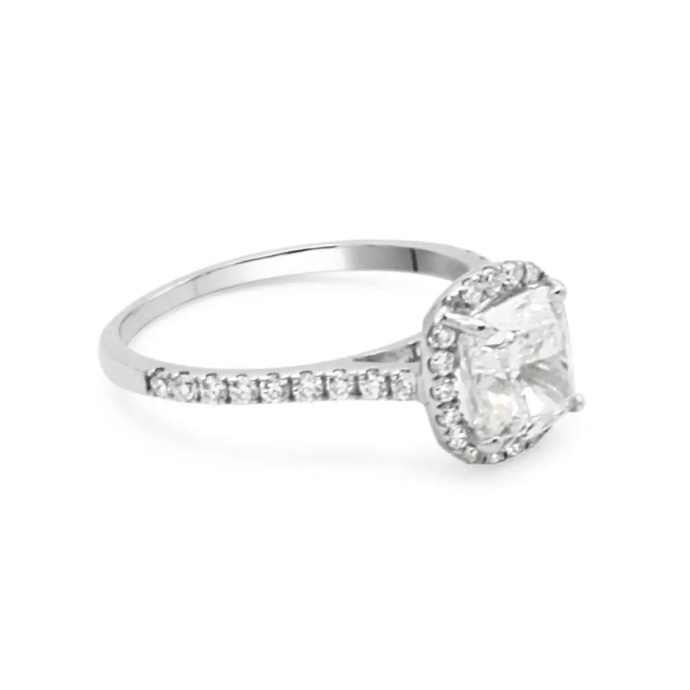 used GCS Certified 1.51ct Cushion Cut Diamond Ring