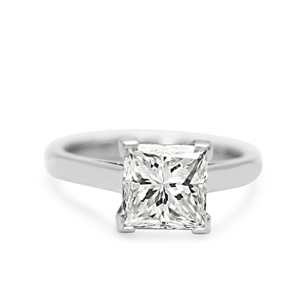 used GCS Certified 3.08ct Princess Cut Diamond Solitaire Ring - Platinum