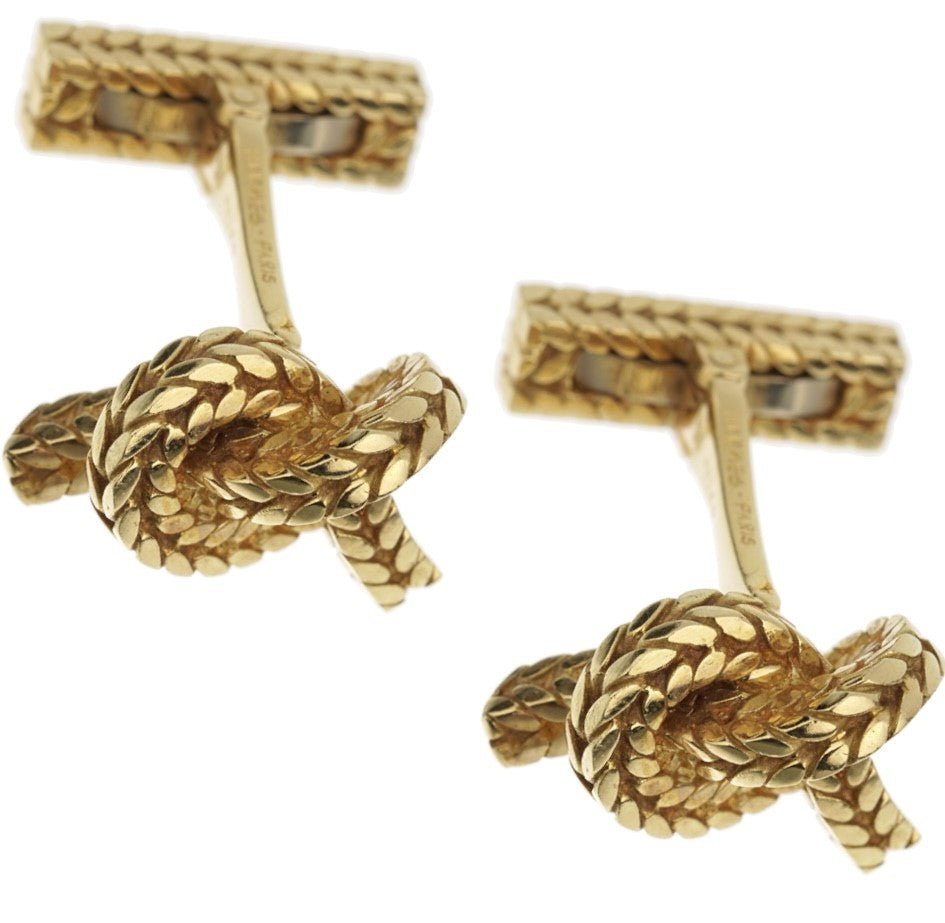 used Georges Lenfant For Hermes Braided Knot Yellow Gold Cufflinks - 18ct Yellow Gold