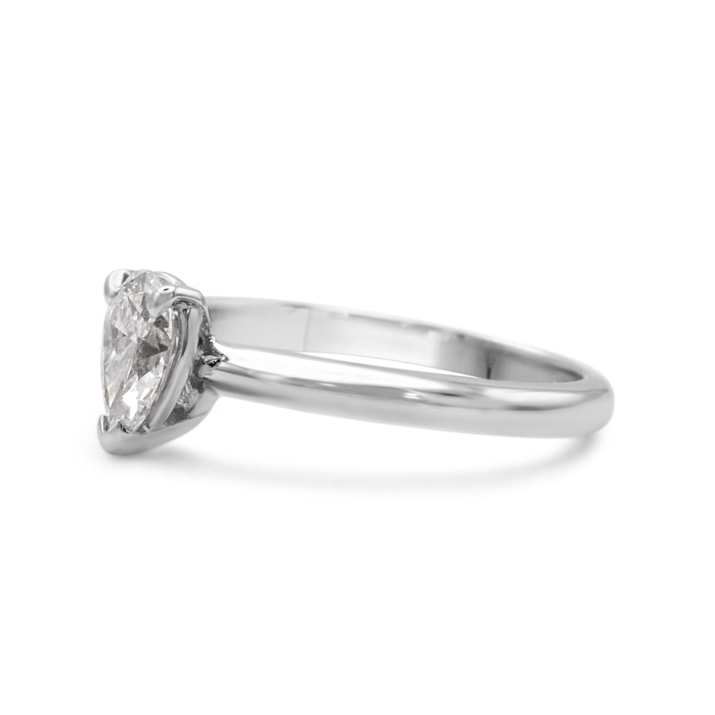 used GIA Certificated 0.54ct Pear Cut Solitaire Diamond Ring - Platinum