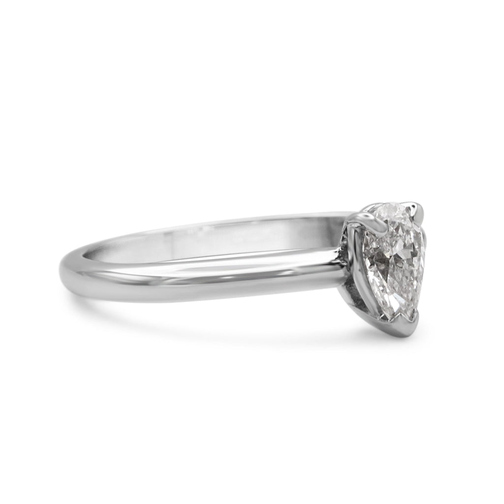 used GIA Certificated 0.54ct Pear Cut Solitaire Diamond Ring - Platinum