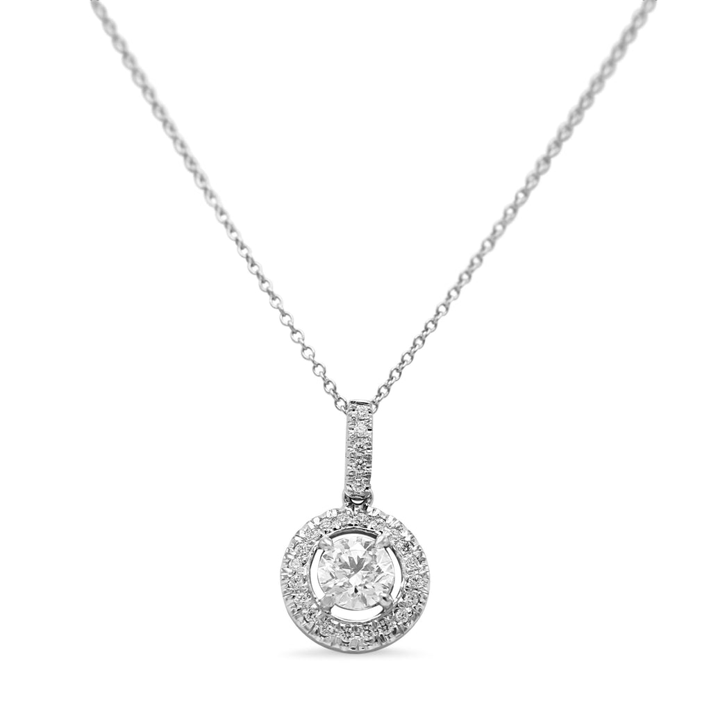used GIA Certificated 1.15ct Diamond Halo Pendant On Necklace