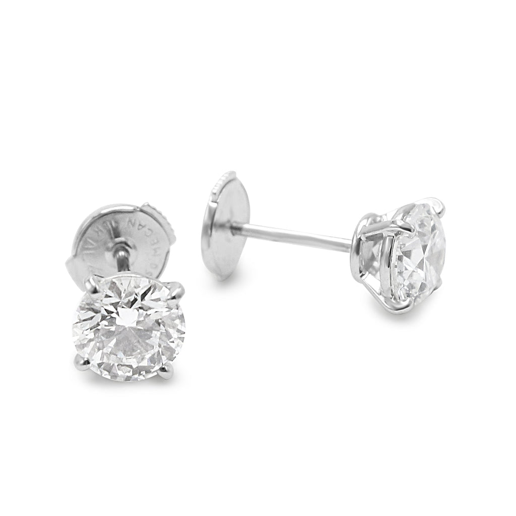 used GIA Certificated Cartier 2.16ct Diamond Stud Earrings